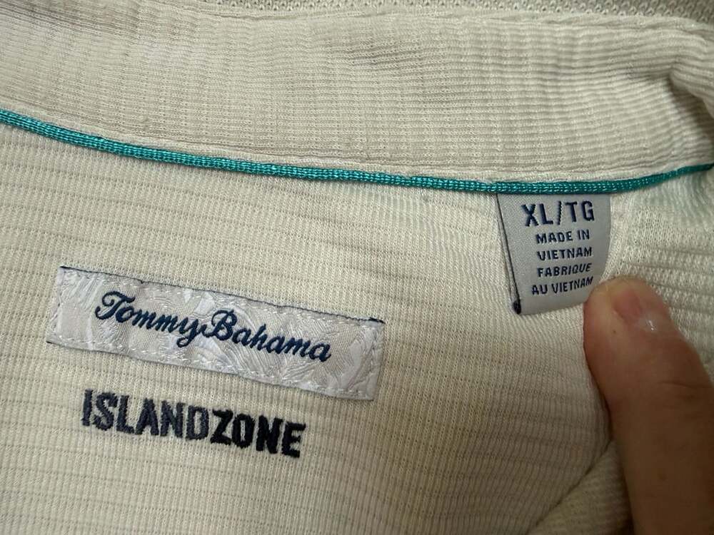 Tommy Bahama IslandZone Men's Ivory Textured Short Sleeve Polo Shirt XL